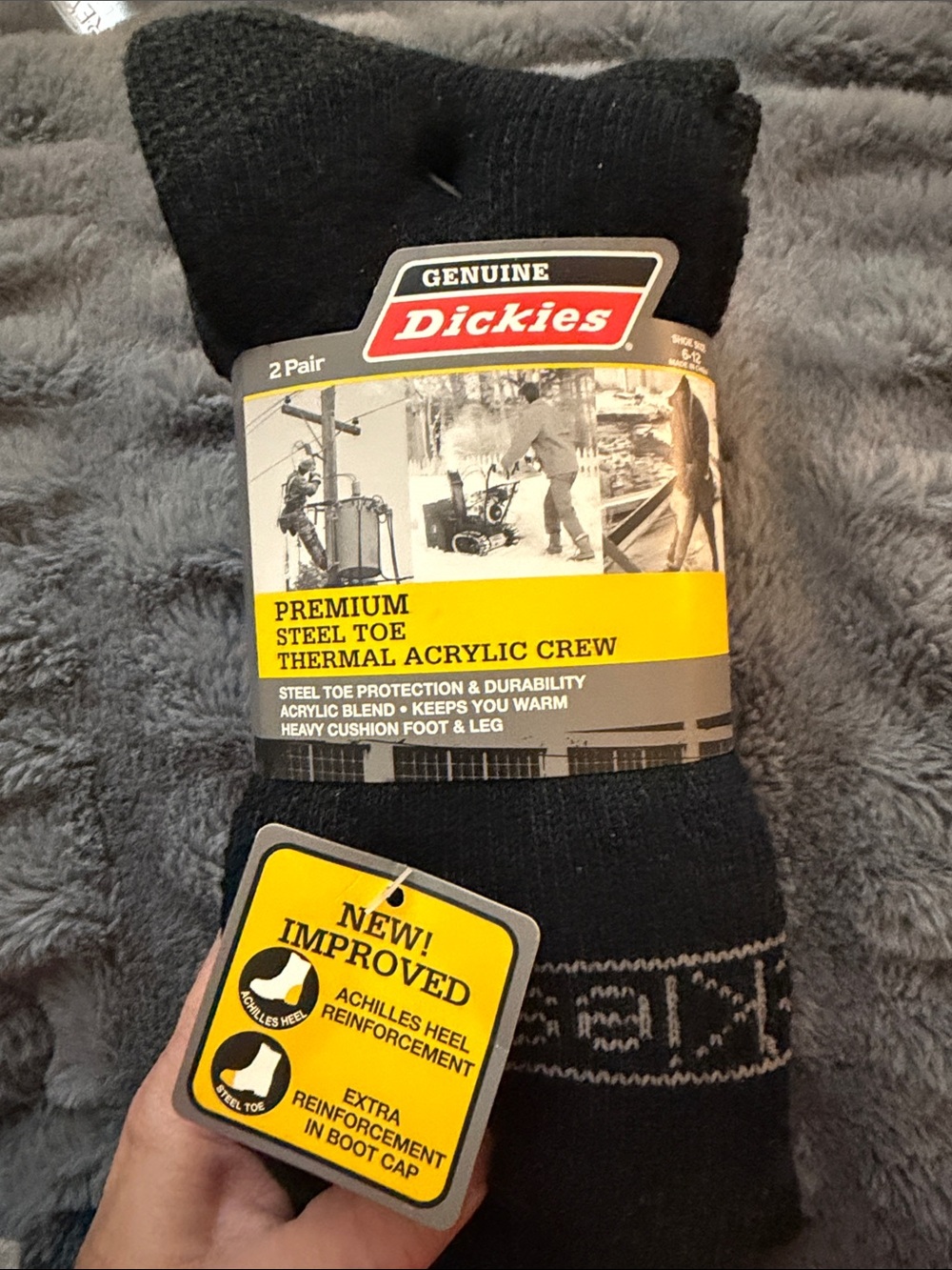 Dickies Black Crew Work Socks with Reinforced Toe - 2 Pair
